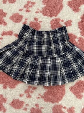 🔥 Y2K Navy Plaid Micro Mini Pleated Skirt Coquette Preppy Schoolgirl Academia S